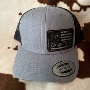 Gray/Black “1776 We The People” Leather Patch Cap!